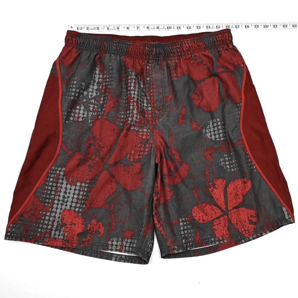 Nike Floral Beach Shorts Large/XL Embroidered Logo Y2K‎ Swim Retro Mesh Lined
